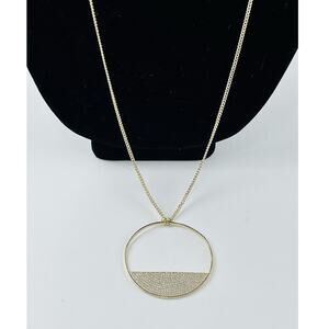 Lisa Freede Gold Micro Pave Eclipse Long Necklace Pendant Disc Celebrity Jewelry